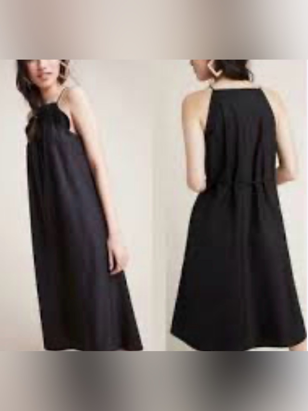 Corey Lynn Calter Black Cotton Poplin Halter Midi Dress XL Made In USA